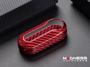 FIAT 500 Key Fob Cover - Carbon Fiber - T-Carbon - Ruby Red